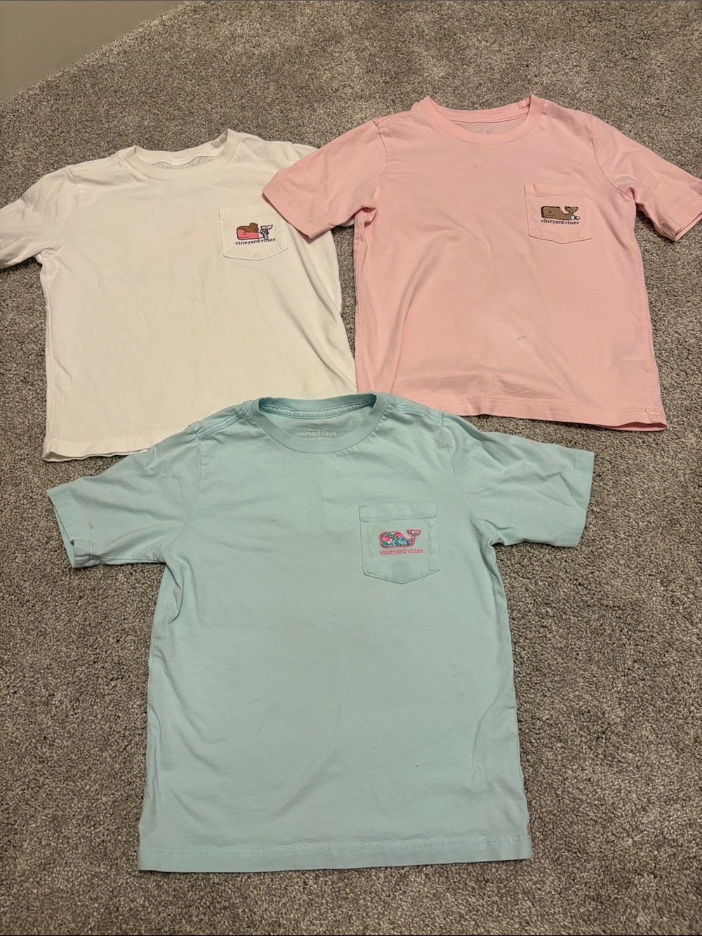Vineyard Vines girls short sleeve Pocket T-Shirt bundle white, pink, blue 5